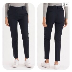 Everlane Slim Wool Pants Navy Blue 100% Wool Size 0 Ankle Tailored Trousers